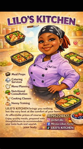 chef lilo🥰 on Instagram: "Good food is not a luxury ,it’s a necessity. At LILO’S KITCHEN, we prepare quality meals with love, intention, and balance, right in the comfort of your home. From meal preps to catering, menu planning, nutritional consultation, cooking classes, and nanny training, we’ve got you covered. Affordable, thoughtful, and tailored to your taste buds. Book with LILO’S KITCHEN today and let your meals work for you. #foodbylilo"