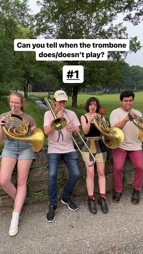15K views · 206 reactions | This one is a hard one! Hint: The ending…Featuring me and my esteemed colleagues at @norfolk.yale! Huge shout out to @serial_liller @francoaugustoortizgallo and @acovh180 for the fun time! #frenchhorn #bandkid #bandkidz #concertband #richardstrauss #strauss #trombone #orchestra #classicalmusic #norfolkmusic #music | TromboneTimo | Facebook