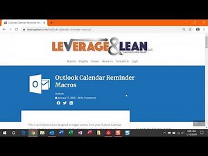Outlook Calendar Reminder Macros - Macro Instructions