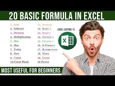 20 Most Useful Excel Formulas for Beginners | Learn Excel Formulas Lecture 13 | Excel Tutorial