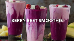 This two layer berry beet smoothie recipe is easy to make, full of fruit, and has a fun color that is perfect for Valentine's Day! http://thefirstyearblog.com/berry-beet-smoothie/ | The First Year
