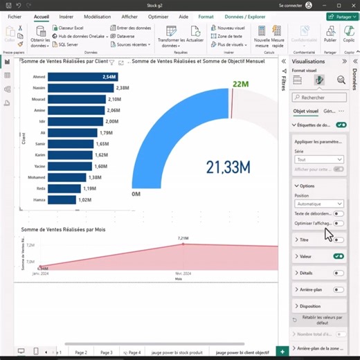 Ali leader Formation on Instagram: ""Power BI : Créer un indicateur de performance dynamique avec le visuel Jauge – Suivi du CA par client et par mois" 📊 Tu veux suivre ton chiffre d’affaires par client et par mois de manière claire et visuelle ? Je te montre comment utiliser Power BI et le visuel Jauge pour créer un indicateur de performance dynamique ! 🚀 Une méthode simple mais très efficace pour améliorer ton reporting commercial. 📊 Utilisation du visuel "Jauge" dans différents domaines pr