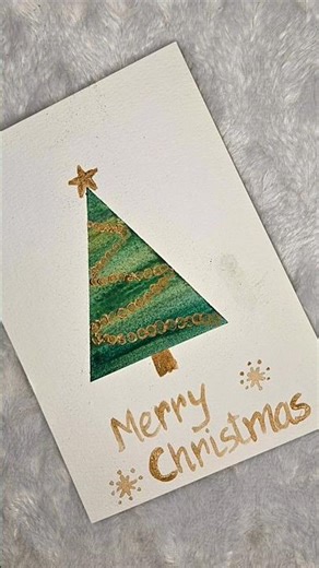 DIY Watercolor Christmas Tree Card ✨Easy & Beautiful #reels #shorts #christmas #diy #watercolor #art