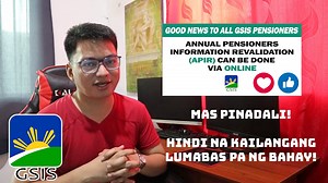GSIS APIR (Annual Pensioners Information Revalidation) 2022 | Step by Step Procedures and FAQs GOOD NEWS TO ALL GSIS PENSIONERS! Annual Pensioners Information Revalidation can be done online! Other related video GSIS APIR (Annual Pensioners Information Revalidation) Step-by-Step Procedure and FAQs 2021 https://youtu.be/FSXYsXzujc0 LET'S BE FRIENDS! Add me up on Facebook https://www.facebook.com/jonnel.sunga Follow my Facebook Page https://www.facebook.com/BikasTVPh Thanks be to GOD! | Bikas TV