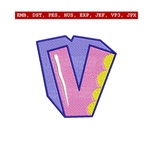 Letter V Embroidery Design Alphabet Machine Embroidery Cartoon Monogram Initial Patch Instant Download - Etsy