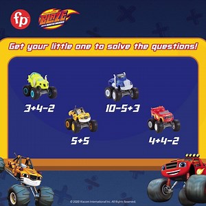 Let’s have some FUN Blazin' into MATH! ➕➖ Take the CHALLENGE: Get your little one to solve the equations. Hurry, do it with a friend and race to see who can finish first! 🚗🔥 Share answers in the comments section. 🗝🤩👇🏻👇🏻 | Nick Jr.