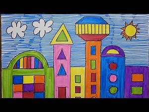 how to draw a cityscape with shapes