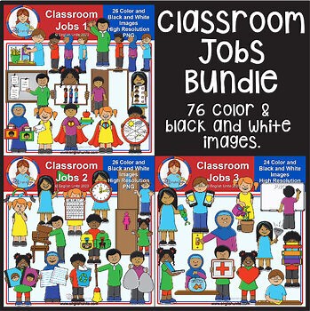 Classroom Jobs Clip Art Bundle – 76 PNG Images