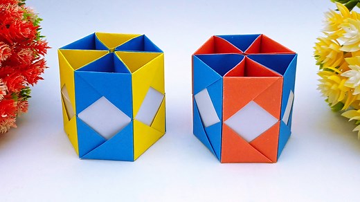 16K views · 111 reactions | How to make a paper pen holder step by step - Homemade origami pel/pencil holder easy #Crafts #SchoolProjectIdeas #DIYProjects | DIY And Paper Crafts | Facebook