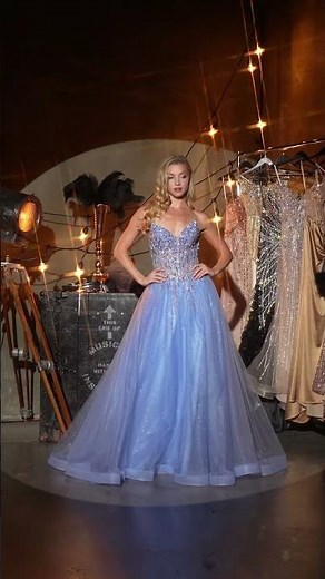 Ladivine CD721 | Blue Glitter Ball Gown Prom Dress 2026 ✨ Princess Prom Dress Inspiration