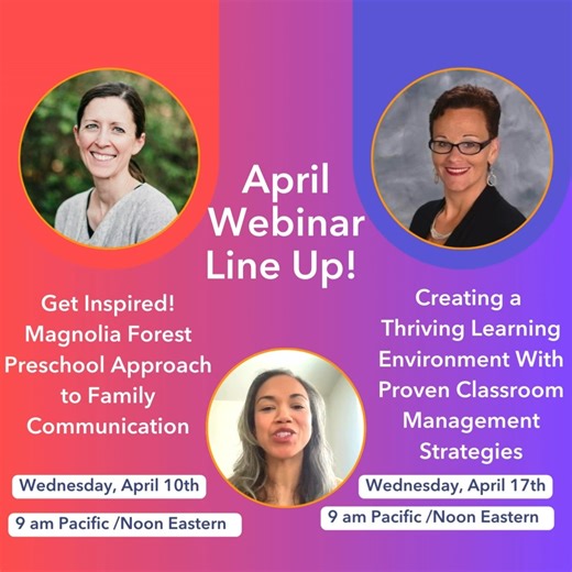 🌟 Exciting News! 🌟 Together with brightwheel, we invite you to join us for not one but TWO incredible webinars coming up in April! 🗓️ We'll be covering topics that are essential for enhancing family communication and engagement, as well as improving classroom management. 📚✨ Don't miss out on this opportunity to gain valuable insights and strategies that will benefit both you and your staff. Mark your calendars and sign up today! https://mybrightwheel.com/webinars/ | Experience Curriculum