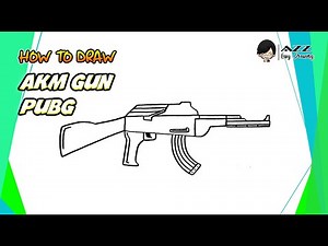 How to draw AKM Gun from PUBG step by step