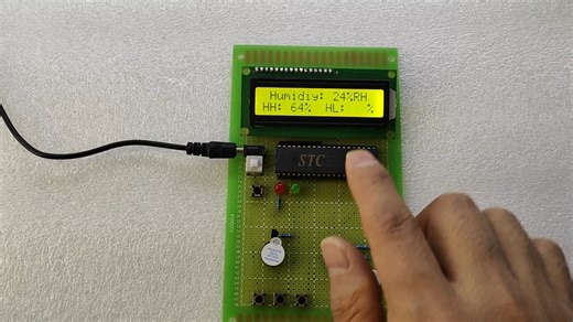 基于51单片机HS1101湿度检测设计声光报警 电容式湿度湿敏传感器