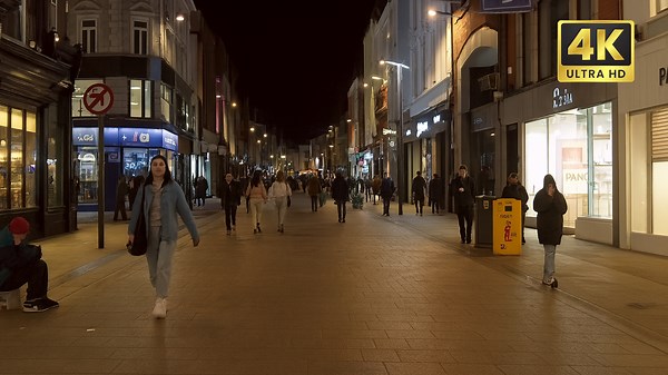 Dublín, Irlanda – Paseo nocturno por el centro de la ciudad 4K UHD 60p