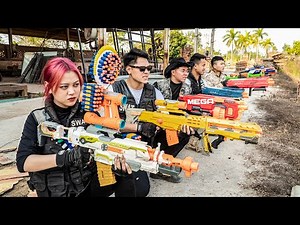 LTT Game Nerf War : Couple Warriors SEAL X Nerf Guns Fight Crime Group Mr Zero Scazy Witch Hunter