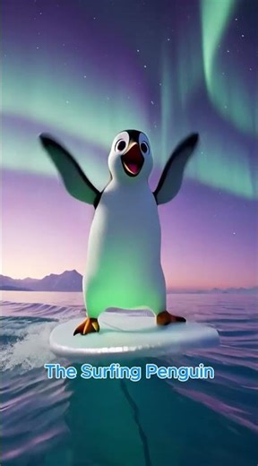 The Surfing Penguin | An Arctic Aurora Adventure🐧🌊#cartoon #animation #shortfilm #disney #shortvideo