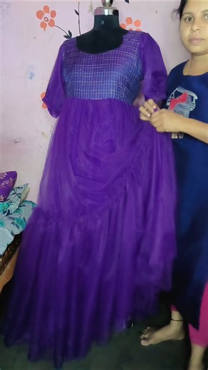 beautiful net frock stitching 💜