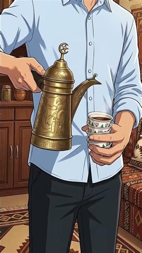 Authentic Arabic Coffee Anime Style ☕✨ | The Perfect Pour!