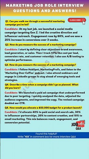 MARKETING JOB ROLE INTERVIEW QUESTIONS & ANSWERS!#interview #job #jobsearch #jobtalks #mockinterview