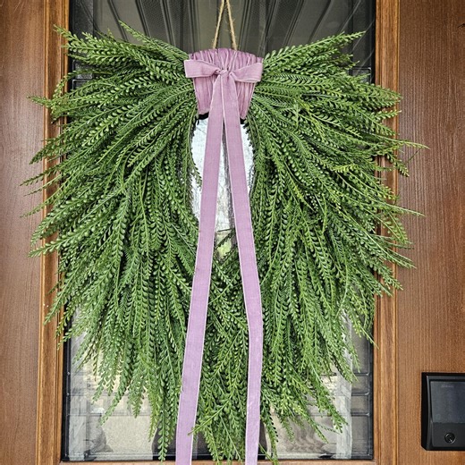 Cascading Bead Grass Wreath for Front Door With Elegant Lavender Velvet Bow, Spring/summer Greenery Wreath, Large, Luxurious, Modern Decor - Etsy