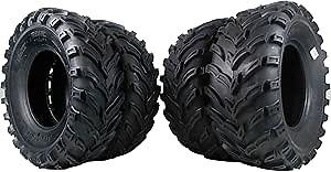 MASSFX 26x9-12 Front (2) & 26x11-12 Rear (2) Tire Set for All-Terrain (ATV), Utility-Task (UTV), and Side-by-Side (SxS) Vehicles - 6-Ply with 1/2" Tread Depth 26x9x12; 26x11x12 (4-Pack)