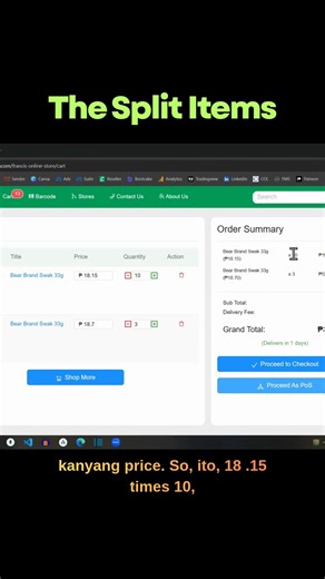 Kung magkaiba ang price ng isang items sa old and new arrival, papasok ang Split Items sa chackout. | Clavstore Web Development Services
