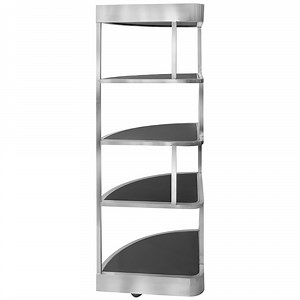 Eastern Tabletop ST1860W 33 1/2" x 22" x 74 3/4" Stainless Steel Rolling Buffet Set with Wood Shelves