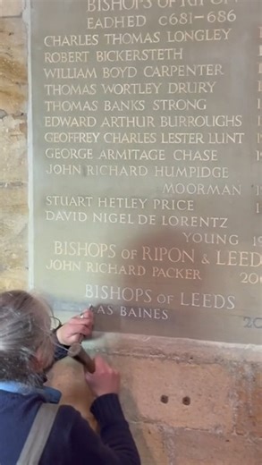 As we prepare to bid farewell to the Rt Rev Nick Baines, the first Bishop of Leeds, we give thanks for his years of leadership. Recently carver Alan Micklethwaite added Bishop Nick's inscription to the cathedral's historic Bishops' Stone, a lasting mark of his time as Bishop. A special Diocesan Farewell Service will take place at Ripon Cathedral on Sunday November 23 at 3.30pm, bringing together people from across the diocese to give thanks and wish Bishop Nick and his wife Linda every blessing 