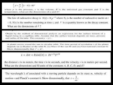 Dimensional Analysis( ALL POSSIBLE EXAM QUESTIONS)