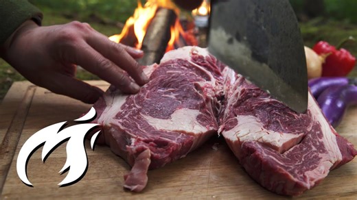 Setting a Flying Tomahawk Steak on Fire – Epic Cooking