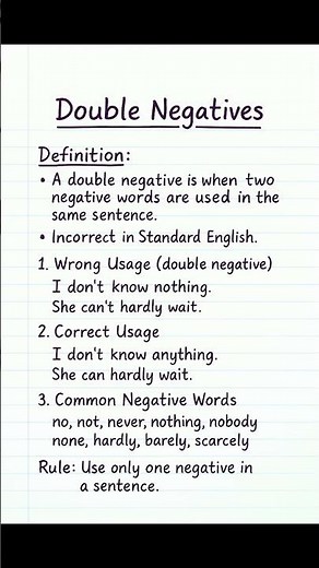 Double Negatives in English Grammar | Easy Rule with Examples