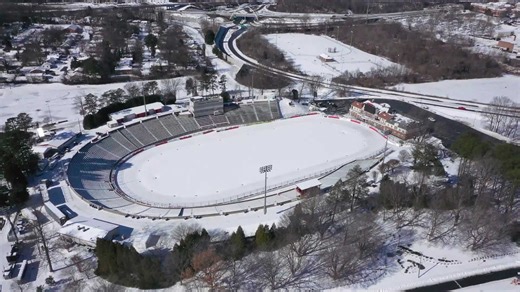 Video shows a snowy Bowman Gray Stadium in Winston-Salem