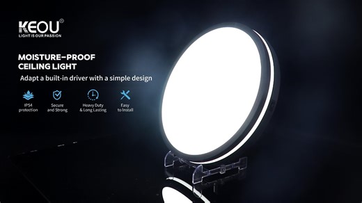 1.7K views · 11 reactions | Three-color adjustable IP54 moisture-proof ceiling light Adapt a built-in driver with a simple design. Upgraded bracket clips for quick installation. Three-color dials ease inventory management. Includes a built-in anti-fall wire rope for added safety. For more moisture-proof lamp products, please visit our website： https://www.keouled.com/moisture-proof-lamps | KEOU LED Light Factory | Facebook