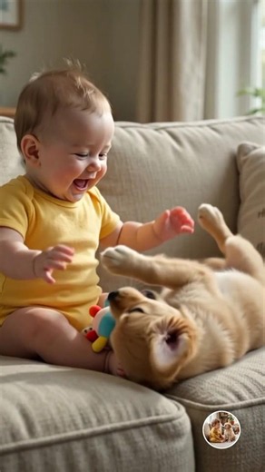 When your baby finds their soulmate 🥺 #goldenretriever #babyanddog #cute