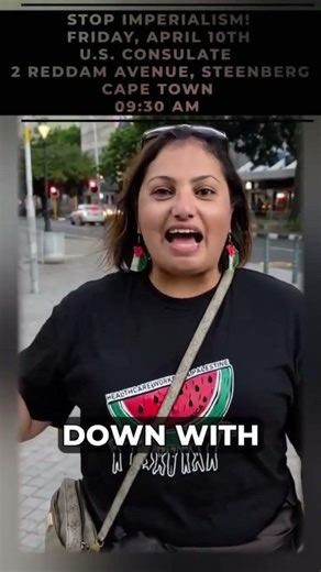 Anti-imperialist protest, 10 April📍Outside US-Consulate, Cape Town. Pantsi imperialism ✊🏽