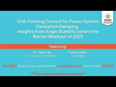 Webinar: Grid Forming Control for Power System Oscillation Damping Insights from Angle Stability