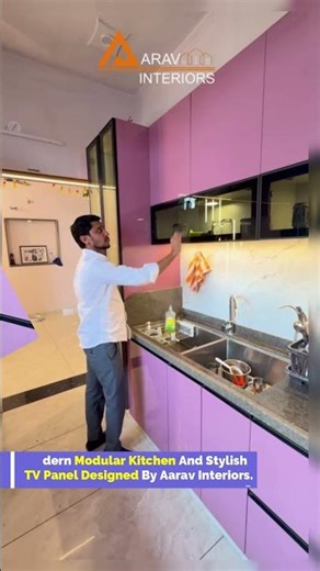 Jaipur Modern Modular Kitchen - TV Panel Design | Luxury Kitchen Interior Tour, Kitchen Ideas #short