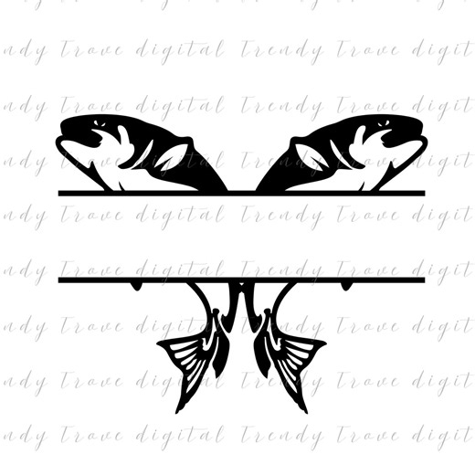 Fish Monogram Frame SVG | Bass Fishing Name Frame Cut File (digital Download) - Etsy