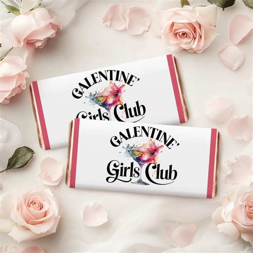 Galentine's Day Chocolate Bar Label Printable, Valentine's Party Chocolate Bar Favor Cover, Girls Club, Digital File, NOT EDITABLE - Etsy