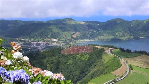 Lake of Sete Cidades (Lagoa das Sete Cidades). Sao Miguel island, Azores, Portugal