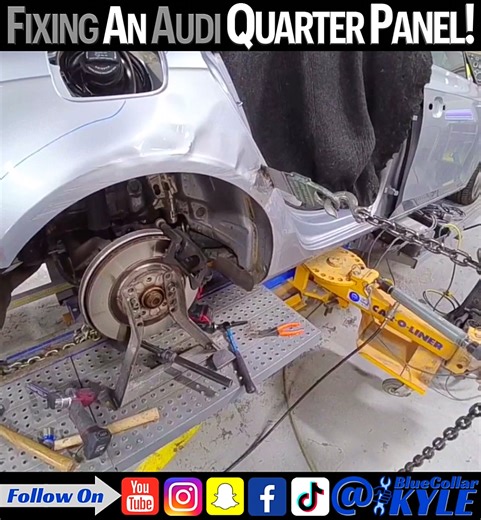 13K views · 211 reactions | On today’s episode I’m repairing a messed up quarter panel on an Audi! Check out how I bring this quarter back to life! #autobody #audi #quaterpanel #bondo #oddlysatisfying | BluecollarKyle | Facebook