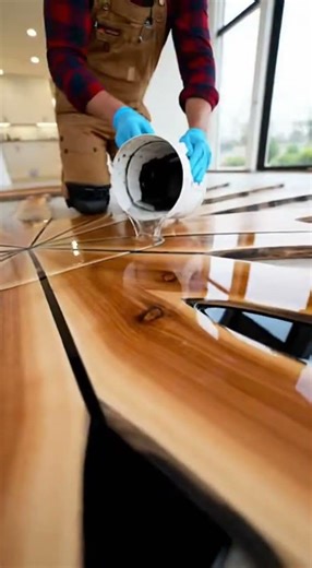 Incredible Starburst Resin Floor Transformation! ✨ #DIY #Woodworking #ResinArt #InteriorDesign