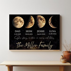 Personalized Moon Phase Canvas Art: Custom Star Map, Family Name Sign - Etsy