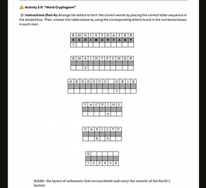 Activity 3.0: "Word Cryptogram"Instructions (Part A):Arrang... | Filo