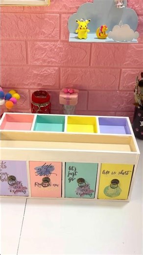 DIY Aesthetic Desk Organizer! 🌸✨ || Mdf table organizer #shorts #diy