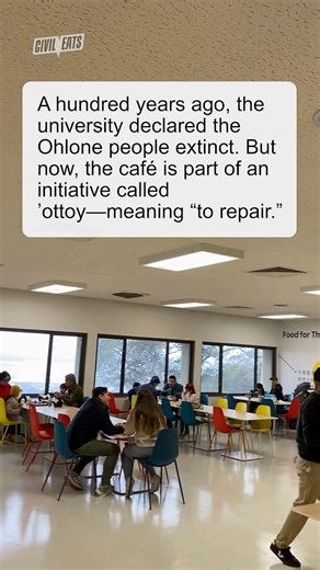 At the University of California in Berkeley, culinary leaders Vincent Medina and Louis Trevino are working to build an Indigenous Ohlone presence on the campus. Medina, the president of the Ohlone Indian Tribe, and Trevino, First Gentleman of the Ohlone Indian Tribe, worked in partnership with UC Berkeley’s Lawrence Hall of Science to open ’ammatka Cafe, which means “the dining room” in Chochenyo, the Indigenous language of the East Bay. “The café is part of an initiative called ’ottoy—meaning ‘
