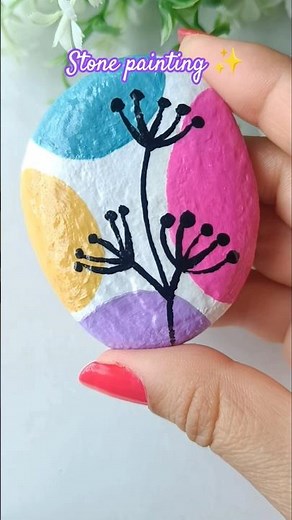 Easy DIY Stone Painting | Aesthetic Boho Stone Art 💜🩷💛💙
