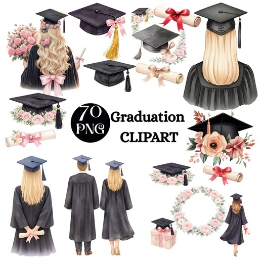 70 Graduation Clipart PNG Bundle, Congratulation Girl, Blonde Graduate, Graduation Flower Hat, Commercial Use - Etsy Canada