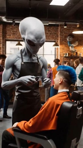"Alien Barber Finishes the Fade" 👽✂️