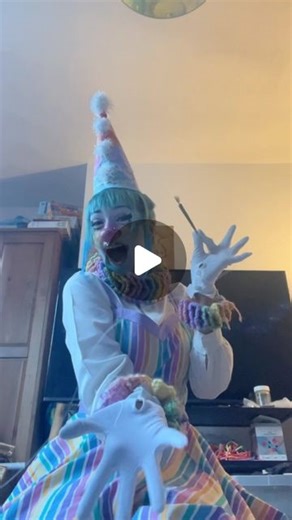 xox on Instagram: "@rawkandroll are u interested in hiring a special balloon twisting clown? Just balloons of course. Brown, paper balloons. #clown #clownmakeup #clowncore #balloontwisting🎈 #balloonmodelling #rainbow #ruffle #party #raws @rawlifememes"